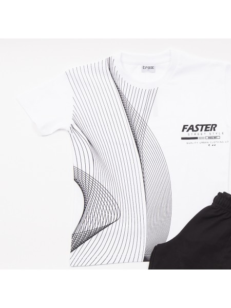 TRAX Εφηβικό Σετ Κοντομάνικο Με Βερμούδα για αγόρια 8-16 ετών #47332 Λευκό