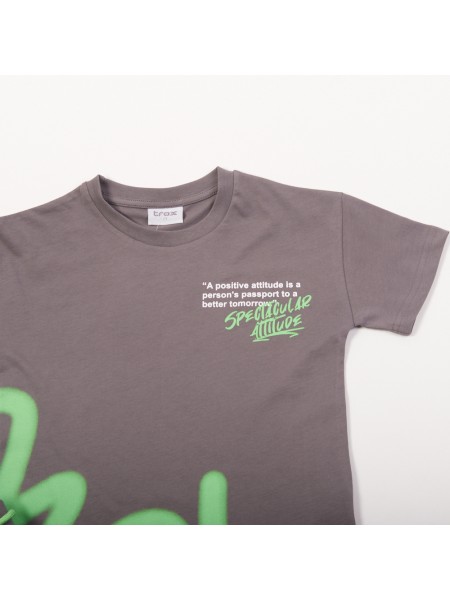 TRAX Εφηβικό Σετ Κοντομάνικο Με Βερμούδα για αγόρια 8-16 ετών #47342 Ανθρακί