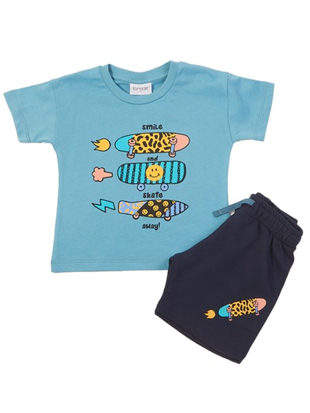 TRAX Παιδικό Σετ Κοντομάνικο Με Βερμούδα για αγόρια 1-6 ετών #47419 Μπλε