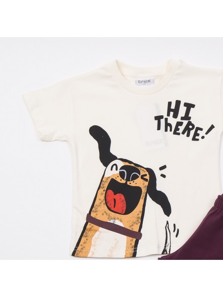 TRAX Παιδικό Σετ Κοντομάνικο Με Βερμούδα για αγόρια 1-6 ετών #47420 Εκρού