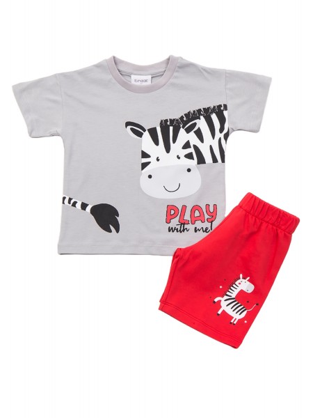 TRAX Παιδικό Σετ Κοντομάνικο Με Βερμούδα για αγόρια 1-6 ετών #47422 Γκρι