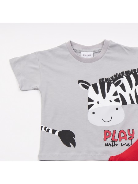 TRAX Παιδικό Σετ Κοντομάνικο Με Βερμούδα για αγόρια 1-6 ετών #47422 Γκρι