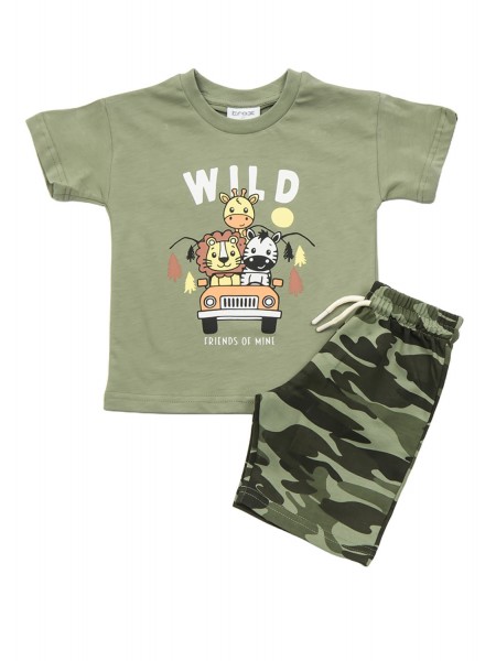 TRAX Παιδικό Σετ Κοντομάνικο Με Βερμούδα για αγόρια 1-6 ετών #47435 Χακί