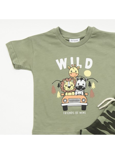 TRAX Παιδικό Σετ Κοντομάνικο Με Βερμούδα για αγόρια 1-6 ετών #47435 Χακί