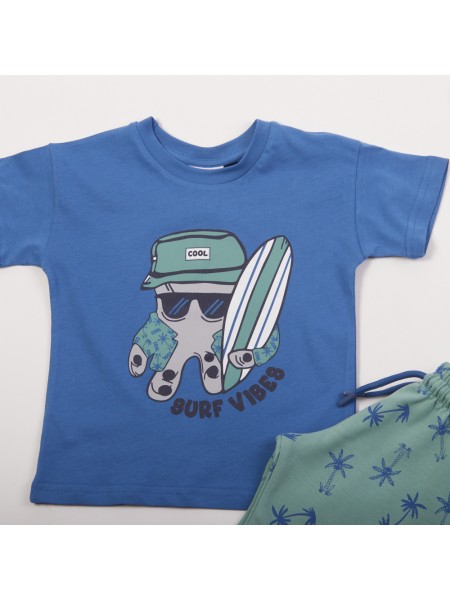 TRAX Παιδικό Σετ Κοντομάνικο Με Βερμούδα και Καπέλο για αγόρια 1-6 ετών #47436 Ίντιγκο