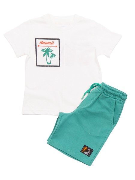 TRAX Παιδικό Σετ Κοντομάνικο Με Βερμούδα για αγόρια 1-6 ετών #47460 Λευκό