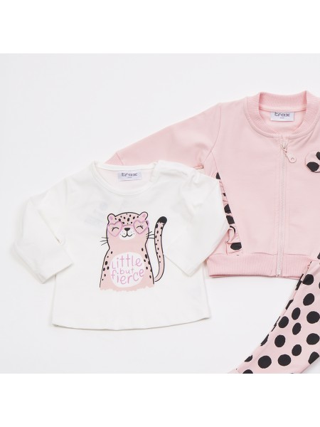 TRAX Φόρμα με ζακέτα και μπλούζα για Κορίτσι 0-18 μηνών - 46516 Κουφετί