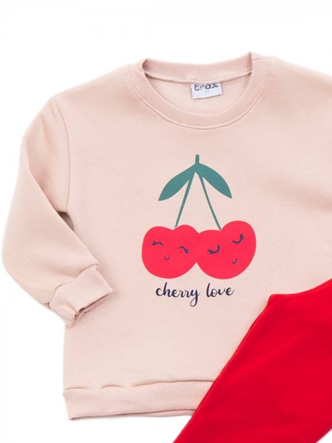 TRAX Παιδική Φόρμα με κολάν για Κορίτσι 1-6 ετών "Cherry Love" - 44709 Μπισκότο TRAX Παιδική Φόρμα με κολάν για Κορίτσι 1-6 ετών "Cherry Love" - 44709 Μπισκότο