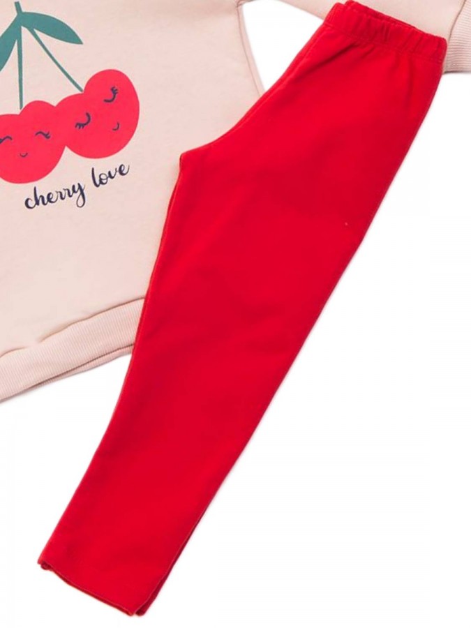 TRAX Παιδική Φόρμα με κολάν για Κορίτσι 1-6 ετών "Cherry Love" - 44709 Μπισκότο TRAX Παιδική Φόρμα με κολάν για Κορίτσι 1-6 ετών "Cherry Love" - 44709 Μπισκότο