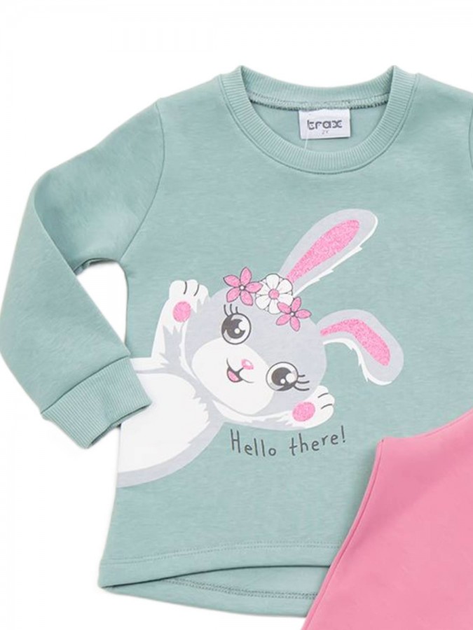 TRAX Παιδική Φόρμα με κολάν για Κορίτσι 1-6 ετών "Bunny" - 44710 Άκουα TRAX Παιδική Φόρμα με κολάν για Κορίτσι 1-6 ετών "Bunny" - 44710 Άκουα