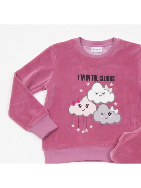 TRAX Εφηβική Πιτζάμα Βελουτέ για Κορίτσι 8-16 ετών - 46696 Ροζ