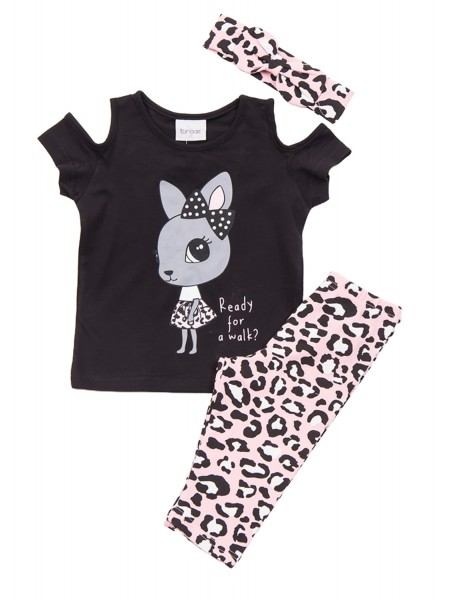 TRAX Παιδικό Σετ Με Κολάν για Κορίτσια 1-6 ετών #47219 Μαύρο