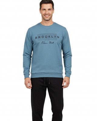 TRAX Ανδρική Χειμερινή Πιτζάμα “Brooklyn New York” #48390 Pacific