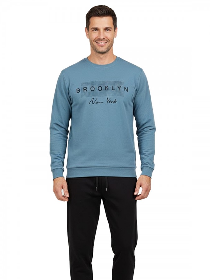 TRAX Ανδρική Χειμερινή Πιτζάμα “Brooklyn New York” #48390 Pacific