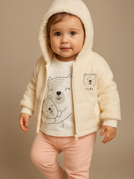 TRAX Βρεφικό Σετ 3τμχ για Κορίτσι 0-18 μηνών #48514 Βανίλια