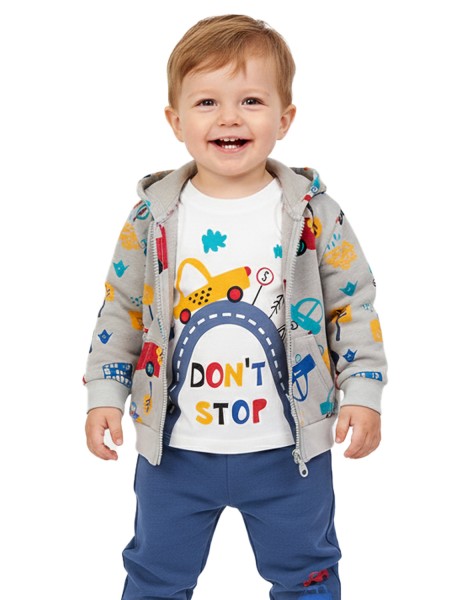 TRAX Βρεφικό Σετ Με Ζακέτα Μακρύ Παντελόνι για αγόρια 0-18 μηνών #48558 Stone