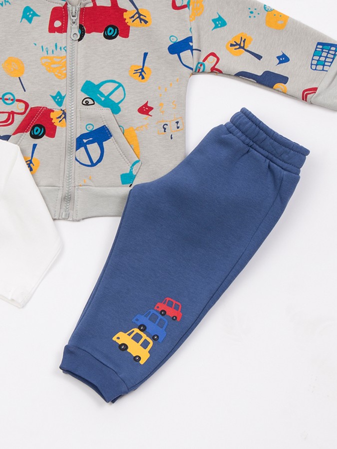 TRAX Βρεφικό Σετ Με Ζακέτα Μακρύ Παντελόνι για αγόρια 0-18 μηνών #48558 Stone