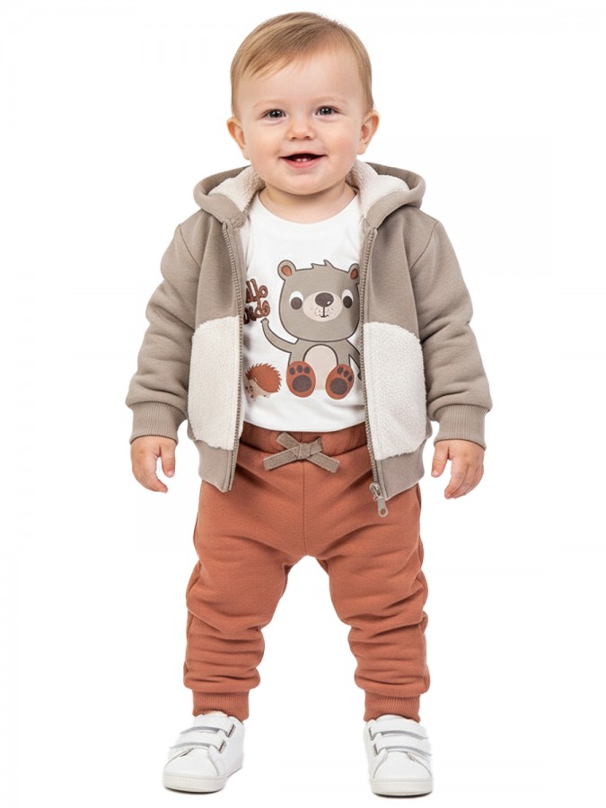 TRAX Βρεφικό Σετ Με Ζακέτα Μακρύ Παντελόνι για αγόρια 0-18 μηνών #48559 Elephant