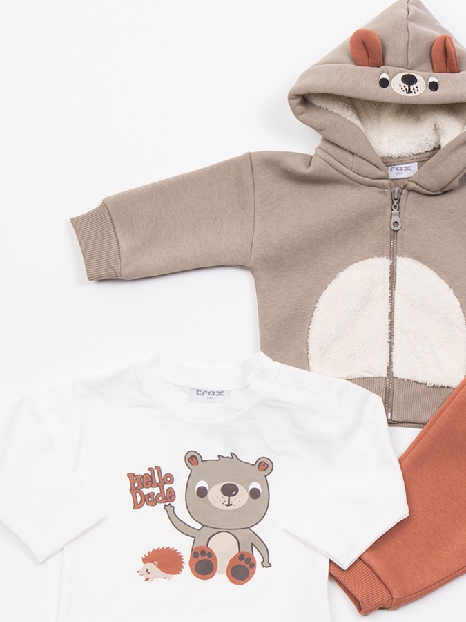 TRAX Βρεφικό Σετ Με Ζακέτα Μακρύ Παντελόνι για αγόρια 0-18 μηνών #48559 Elephant