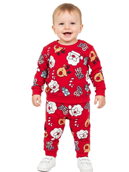 TRAX Βρεφική Πιτζάμα Χειμωνιάτικη 0-18 μηνών Χριστουγεννιάτικη #48570 Kόκκινο