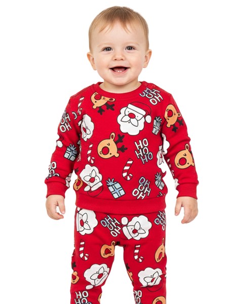 TRAX Βρεφική Πιτζάμα Χειμωνιάτικη 0-18 μηνών Χριστουγεννιάτικη #48570 Kόκκινο