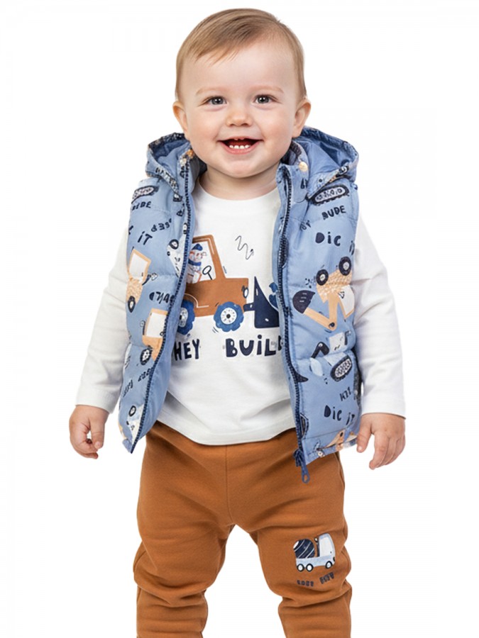 TRAX Βρεφικό Σετ 3τμχ Με Αμάνικο Μακρύ Παντελόνι για αγόρια 0-18 μηνών #48573 Ίντιγκο