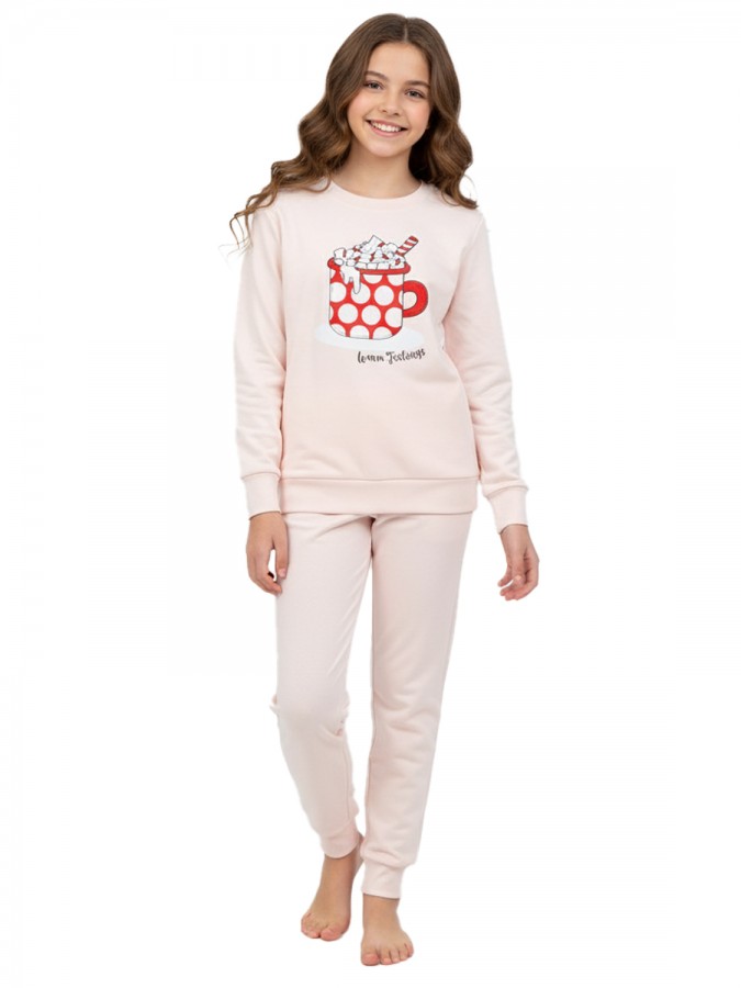 TRAX Εφηβική Πιτζάμα για Κορίτσι 8-16 ετών - 48690 Πούδρα