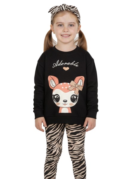 TRAX Παιδική Φόρμα με κολάν για Κορίτσι 1-6 ετών - 48713 Μαύρο