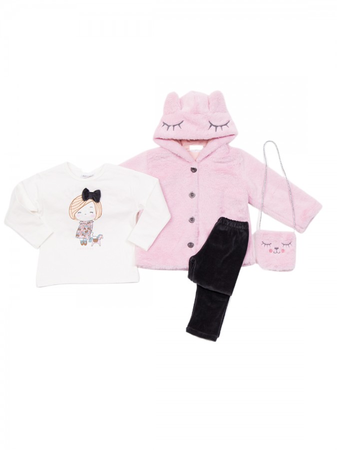 TRAX Παιδικό Σετ 4 Τεμαχίων με κολάν για Κορίτσι 1-6 ετών - 48741 Ροζ