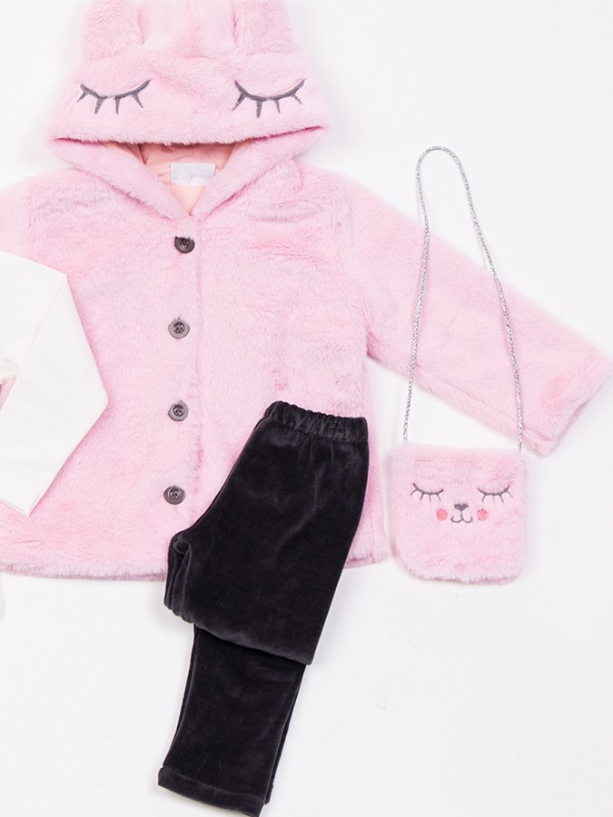 TRAX Παιδικό Σετ 4 Τεμαχίων με κολάν για Κορίτσι 1-6 ετών - 48741 Ροζ