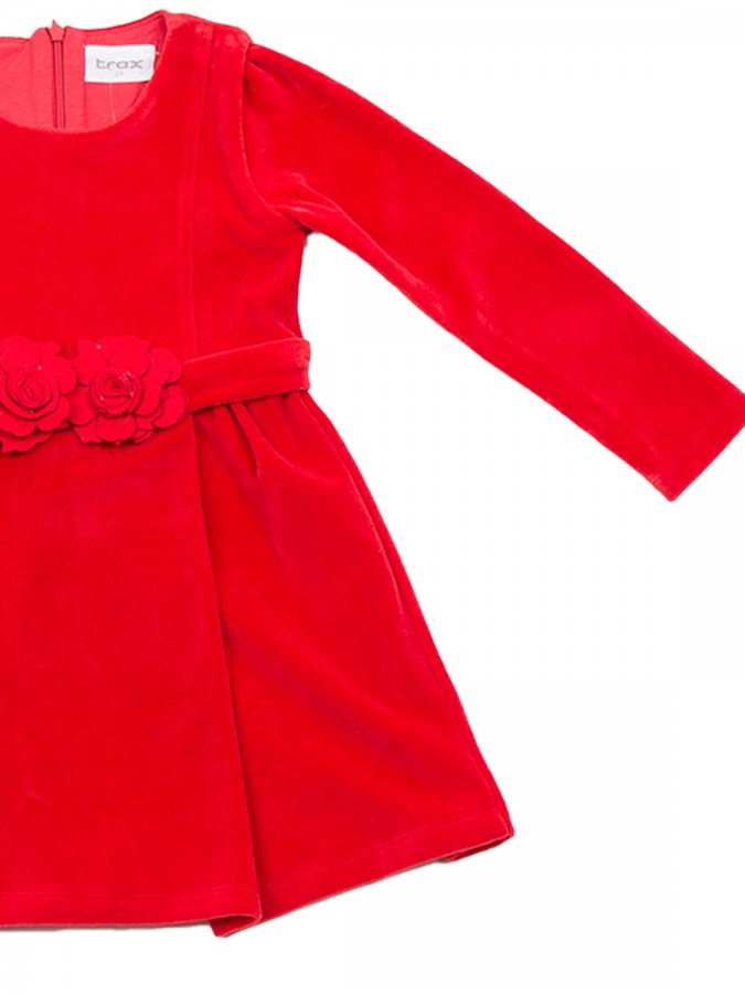 TRAX Παιδικό Φόρεμα Βελουτέ για Κορίτσι 1-6 ετών - 48751 Κόκκινο TRAX Παιδικό Φόρεμα Βελουτέ για Κορίτσι 1-6 ετών - 48751 Κόκκινο