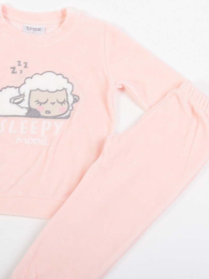 TRAX Παιδική Πιτζάμα Βελουτέ για Κορίτσι 1-6 ετών - 48796 Ροζ TRAX Παιδική Πιτζάμα Βελουτέ για Κορίτσι 1-6 ετών - 48796 Ροζ