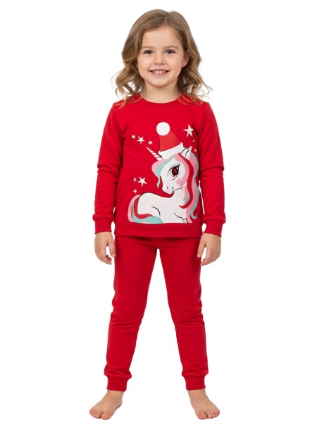 TRAX Παιδική Πιτζάμα Χριστουγεννιάτικη για Κορίτσι 1-6 ετών - 48797 Κόκκινο