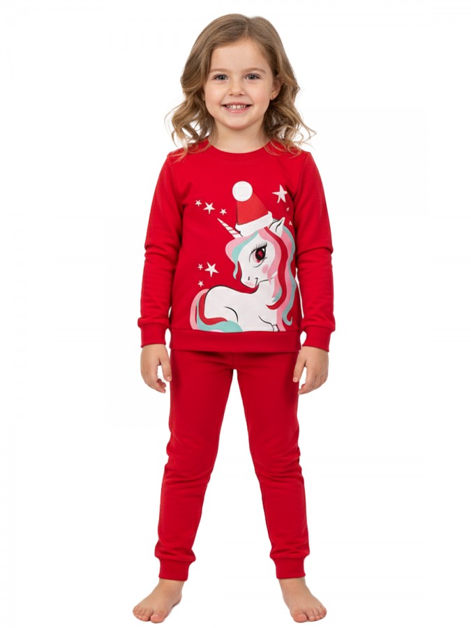 TRAX Παιδική Πιτζάμα Χριστουγεννιάτικη για Κορίτσι 1-6 ετών - 48797 Κόκκινο TRAX Παιδική Πιτζάμα Χριστουγεννιάτικη για Κορίτσι 1-6 ετών - 48797 Κόκκινο