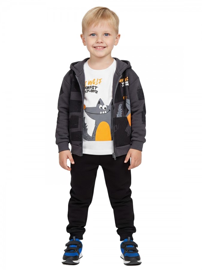 TRAX Παιδικό Σετ 3τμχ με ζακέτα & μπλούζα για αγόρια 1-6 ετών #48945 Ανθρακί TRAX Παιδικό Σετ 3τμχ με ζακέτα & μπλούζα για αγόρια 1-6 ετών #48945 Ανθρακί