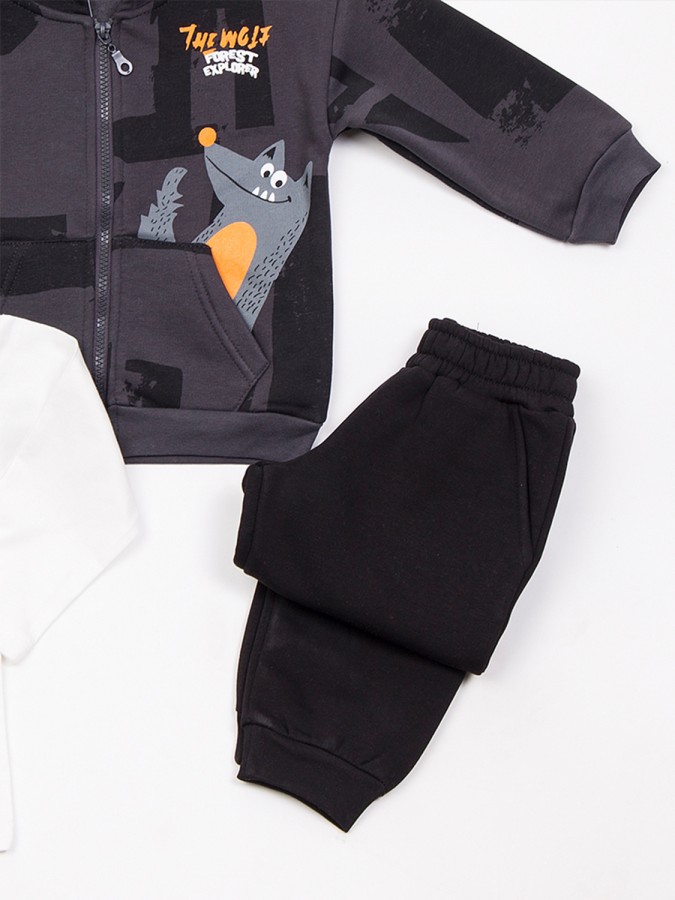 TRAX Παιδικό Σετ 3τμχ με ζακέτα & μπλούζα για αγόρια 1-6 ετών #48945 Ανθρακί TRAX Παιδικό Σετ 3τμχ με ζακέτα & μπλούζα για αγόρια 1-6 ετών #48945 Ανθρακί