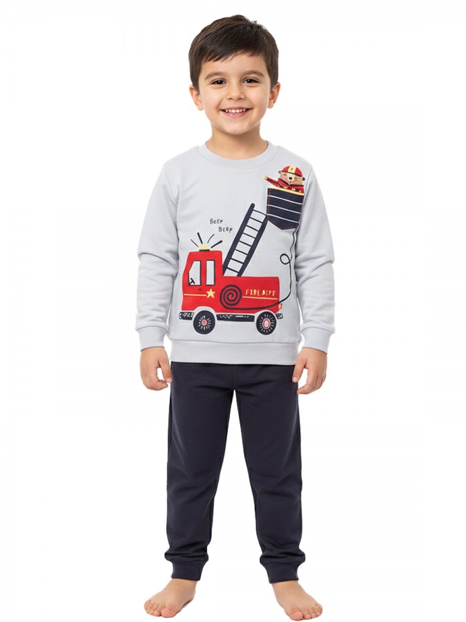 TRAX Bebe Πυτζάμα Χειμωνιάτικη για αγόρι 1-6 ετών #48991 Γκρι