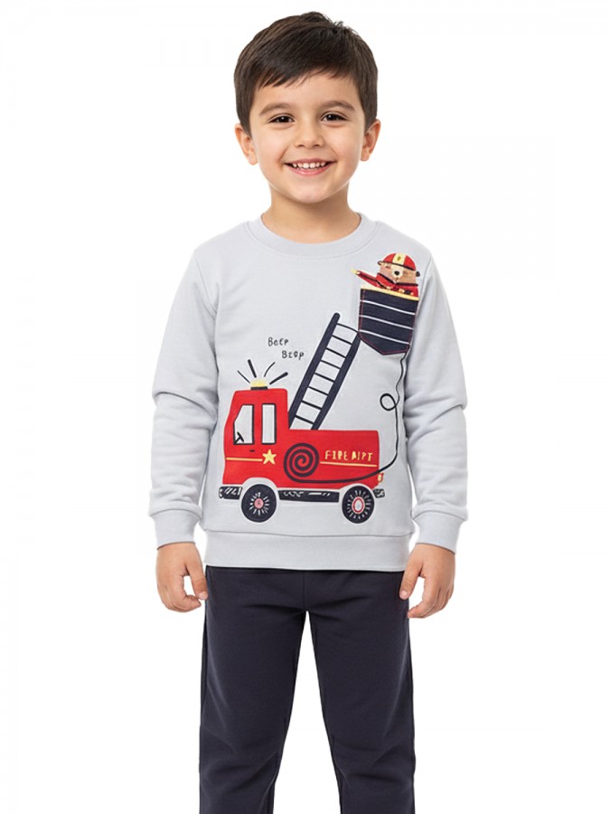 TRAX Bebe Πυτζάμα Χειμωνιάτικη για αγόρι 1-6 ετών #48991 Γκρι