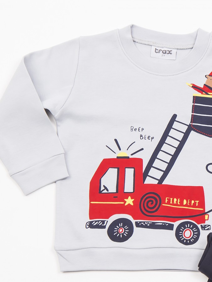TRAX Bebe Πυτζάμα Χειμωνιάτικη για αγόρι 1-6 ετών #48991 Γκρι