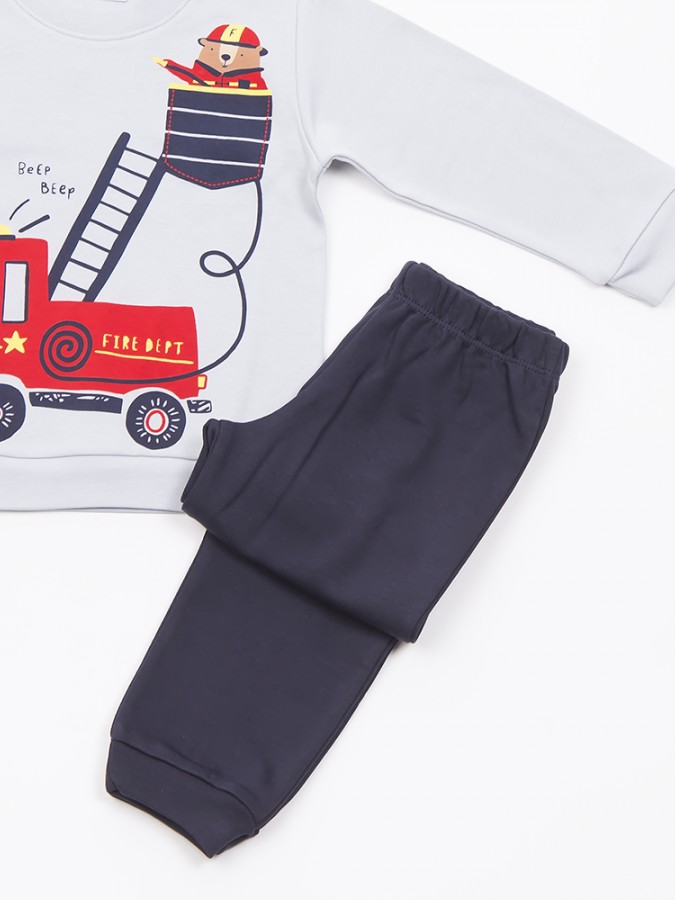 TRAX Bebe Πυτζάμα Χειμωνιάτικη για αγόρι 1-6 ετών #48991 Γκρι