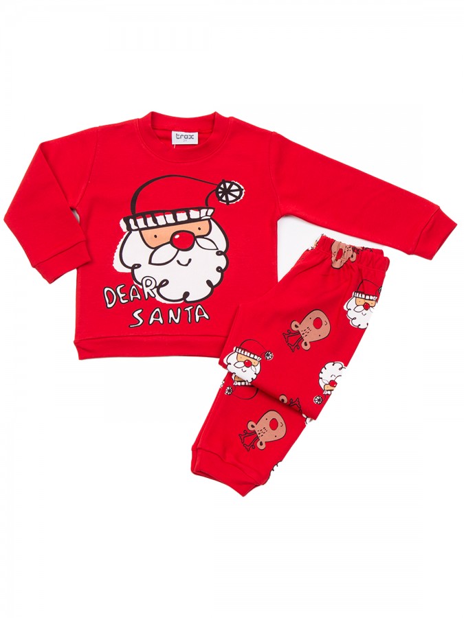 TRAX Bebe Πυτζάμα Χριστουγεννιάτικη για αγόρι 1-6 ετών #48996 Κόκκινο