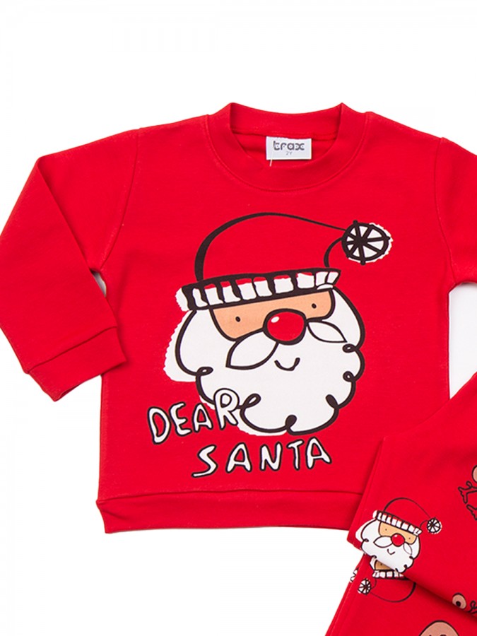 TRAX Bebe Πυτζάμα Χριστουγεννιάτικη για αγόρι 1-6 ετών #48996 Κόκκινο
