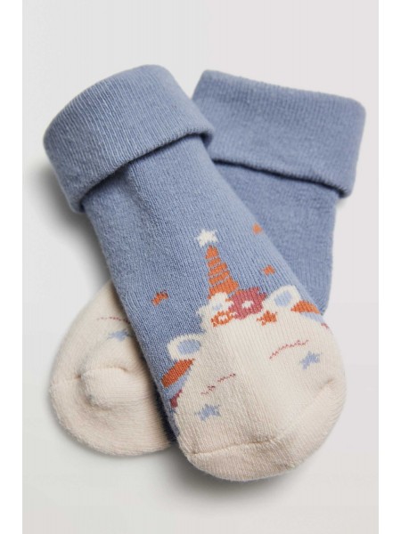 YSABEL MORA Βρεφικές Κάλτσες Ισοθερμικές Αντιολισθητικές σετ 2 ζεύγη #52822 Μπλε-Σομόν