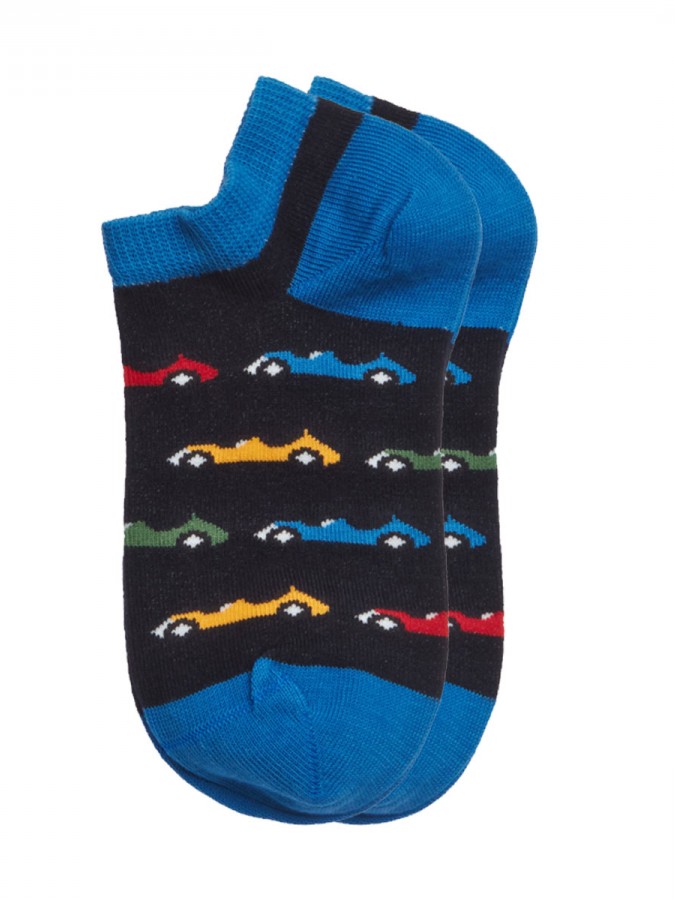 MEWE Kάλτσες ψηλές σετ 2 ζεύγη με σχέδιο Cars #0208 Μπλε-Μαύρο